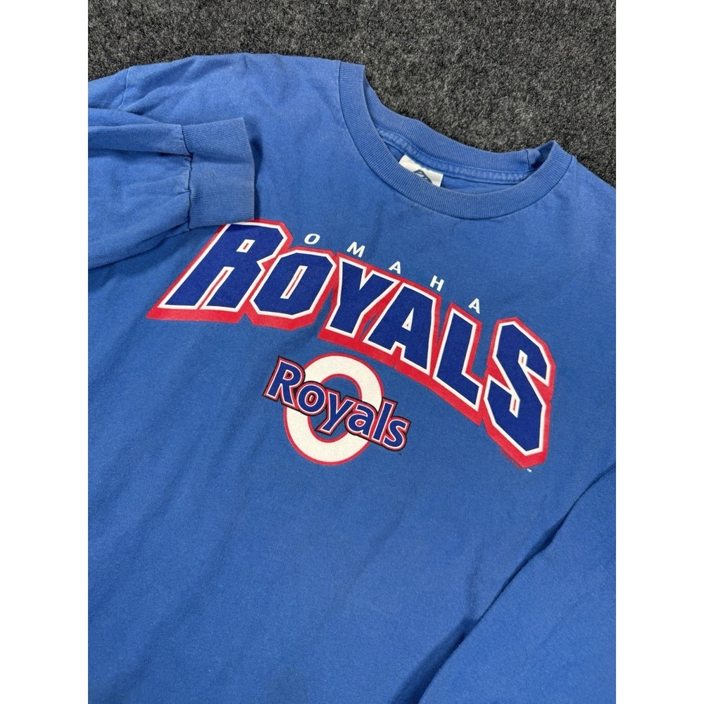 VTG Omaha Royals Long Sleeve T Shirt Blue Minor League Baseball USA Large